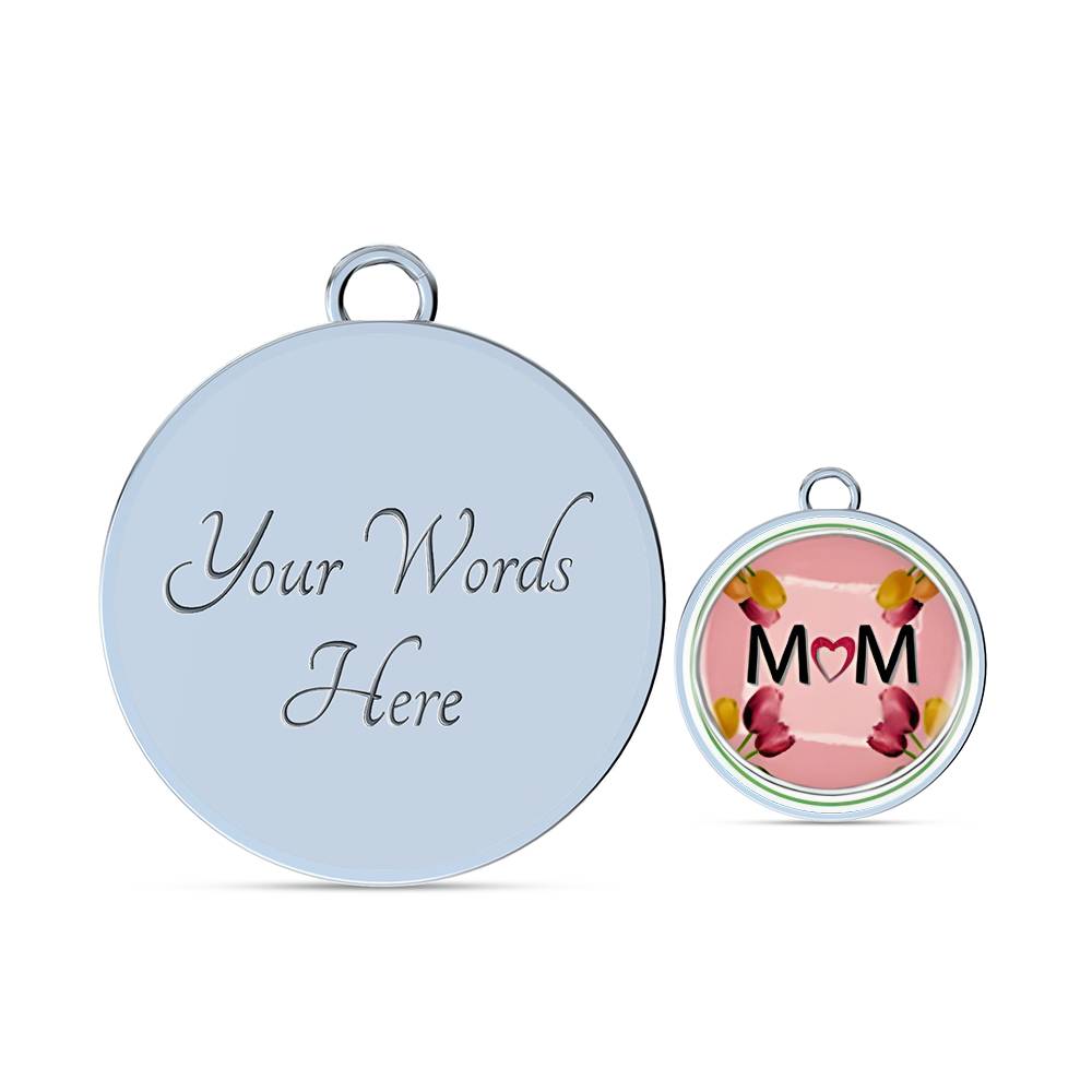 "MOM" Print Circle Pendant Luxury Bangle-Free Shipping