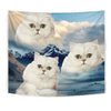 White Persian Cat On Mountain Print Tapestry-Free Shipping - Deruj.com