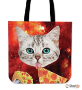 Cat Eat Pizza High Quality Tote Bag-3D Print-Free Shipping - Deruj.com