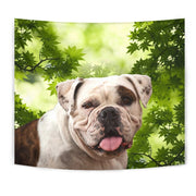 American Bulldog On Green Print Tapestry-Free Shipping - Deruj.com