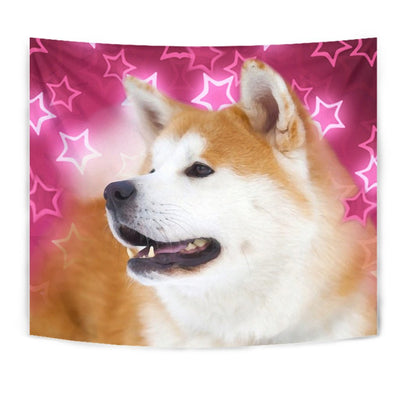 Akita Dog On Pink Print Tapestry-Free Shipping - Deruj.com