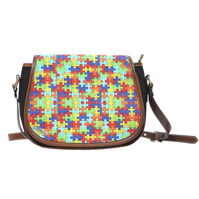 Autism Symbol Canvas/Leather Trim Saddle Bag- Free Shipping - Deruj.com