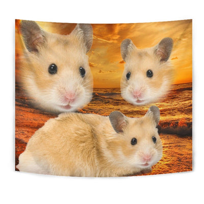 Golden Hamster On Yellow Print Tapestry-Free Shipping - Deruj.com
