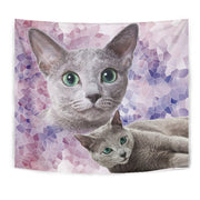 Cute Russian Blue Cat Tapestry-Free Shipping - Deruj.com