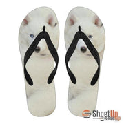 White Husky Puppy Flip Flops For Women- Free Shipping - Deruj.com