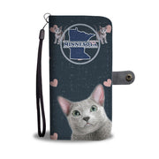 Russian Blue Cat Print Wallet Case-Free Shipping-MN State - Deruj.com