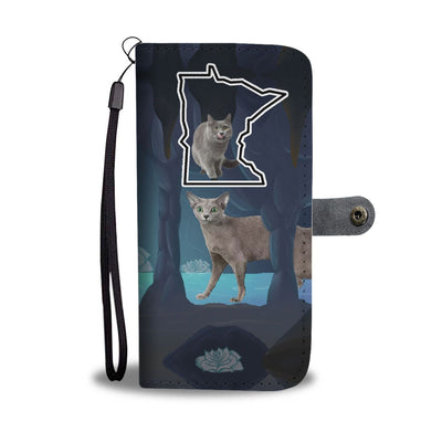 Amazing Russian Blue Cat Print Wallet Case-Free Shipping-MN State - Deruj.com