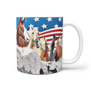 American Quarter Horse Mount Rushmore Print 360 White Mug - Deruj.com