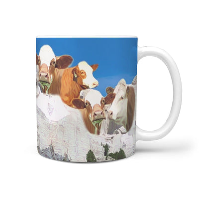 Simmental Cattle (Cow) Mount Rushmore Art Print 360 White Mug - Deruj.com