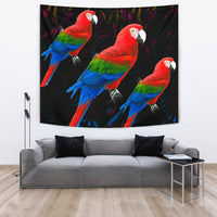 Red And Green Macaw Parrot Print Tapestry-Free Shipping - Deruj.com