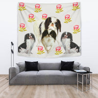 Japanese Chin Dog Floral Print Tapestry-Free Shipping - Deruj.com
