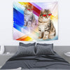 Cute Siberian Cat With Red Glasses Print Tapestry-Free Shipping - Deruj.com