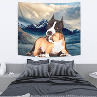 Pit Bull Terrier With Puppy Print Tapestry-Free Shipping - Deruj.com