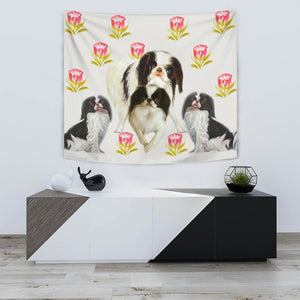 Japanese Chin Dog Floral Print Tapestry-Free Shipping - Deruj.com