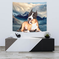 Pit Bull Terrier With Puppy Print Tapestry-Free Shipping - Deruj.com
