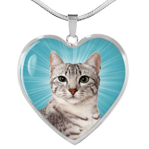 Egyptian Mau Cat Print Heart Pendant Luxury Necklace-Free Shipping - Deruj.com