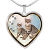 Savannah Cat Print Heart Charm Necklaces-Free Shipping - Deruj.com
