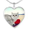 Exotic Shorthair Cat Print Heart Pendant Luxury Necklace-Free Shipping - Deruj.com