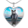 Chartreux Cat Print Heart Pendant Luxury Necklace-Free Shipping - Deruj.com