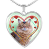 Somali Cat Print Heart Pendant Luxury Necklace-Free Shipping - Deruj.com