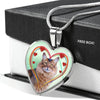Somali Cat Print Heart Pendant Luxury Necklace-Free Shipping - Deruj.com