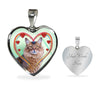 Somali Cat Print Heart Pendant Luxury Necklace-Free Shipping - Deruj.com