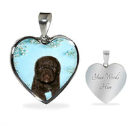 Spanish Water Dog Print Heart Pendant Luxury Necklace-Free Shipping - Deruj.com