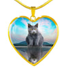 Chartreux Cat Print Heart Pendant Luxury Necklace-Free Shipping - Deruj.com