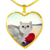 Exotic Shorthair Cat Print Heart Pendant Luxury Necklace-Free Shipping - Deruj.com