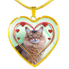 Somali Cat Print Heart Pendant Luxury Necklace-Free Shipping - Deruj.com