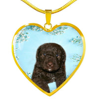 Spanish Water Dog Print Heart Pendant Luxury Necklace-Free Shipping - Deruj.com