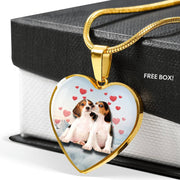Cute Beagle Print Heart Charm Necklace-Free Shipping - Deruj.com