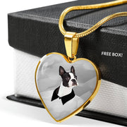 Boston Terrier Print Heart Charm Luxury Necklace -Free Shipping - Deruj.com