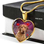 Wirehaired Vizsla Print Heart Pendant Luxury Necklace-Free Shipping - Deruj.com
