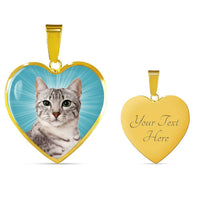 Egyptian Mau Cat Print Heart Pendant Luxury Necklace-Free Shipping - Deruj.com