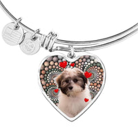 Cute Havanese Dog Print Luxury Heart Charm Bangle-Free Shipping - Deruj.com