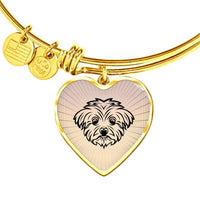 Maltese Dog Vector Art Print Heart Pendant Bangle-Free Shipping - Deruj.com