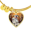 Cute Dalmatian Dog Print Luxury Heart Charm Bangle-Free Shipping - Deruj.com