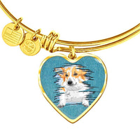 Pembroke Welsh Corgi Dog Art Print Heart Pendant Bangle-Free Shipping - Deruj.com