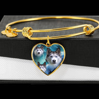 Siberian Husky Print Luxury Heart Charm Bangle-Free Shipping - Deruj.com