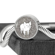 Cute Middle White Pig Print Circle Charm Steel Bracelet-Free Shipping - Deruj.com