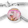 Creamy Unicorn Print Circle Charm Steel Bracelet-Free Shipping - Deruj.com