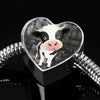 Cow Print Heart Charm Steel Bracelet-Free Shipping - Deruj.com