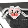 Old English Sheepdog Dog Print Heart Charm Steel Bracelet-Free Shipping - Deruj.com