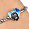 Newfoundland Dog Print Heart Charm Steel Bracelet-Free Shipping - Deruj.com