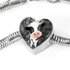 Cow Print Heart Charm Steel Bracelet-Free Shipping - Deruj.com