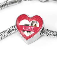 Bearded Collie Dog Print Heart Charm Steel Bracelet-Free Shipping - Deruj.com