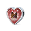 Papillon Dog Print Heart Charm Steel Bracelet-Free Shipping - Deruj.com