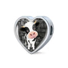 Cow Print Heart Charm Steel Bracelet-Free Shipping - Deruj.com