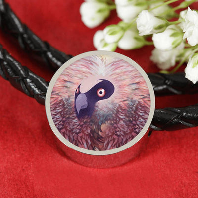 Bearded Vulture Bird Art Print Circle Charm Leather Bracelet-Free Shipping - Deruj.com